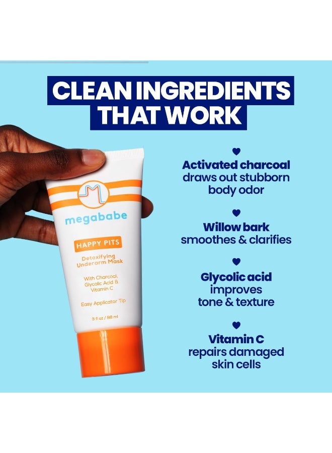 Megababe Happy Pits Detoxifying Underarm Mask with Charcoal & Vitamin C, 90ml - Image 3