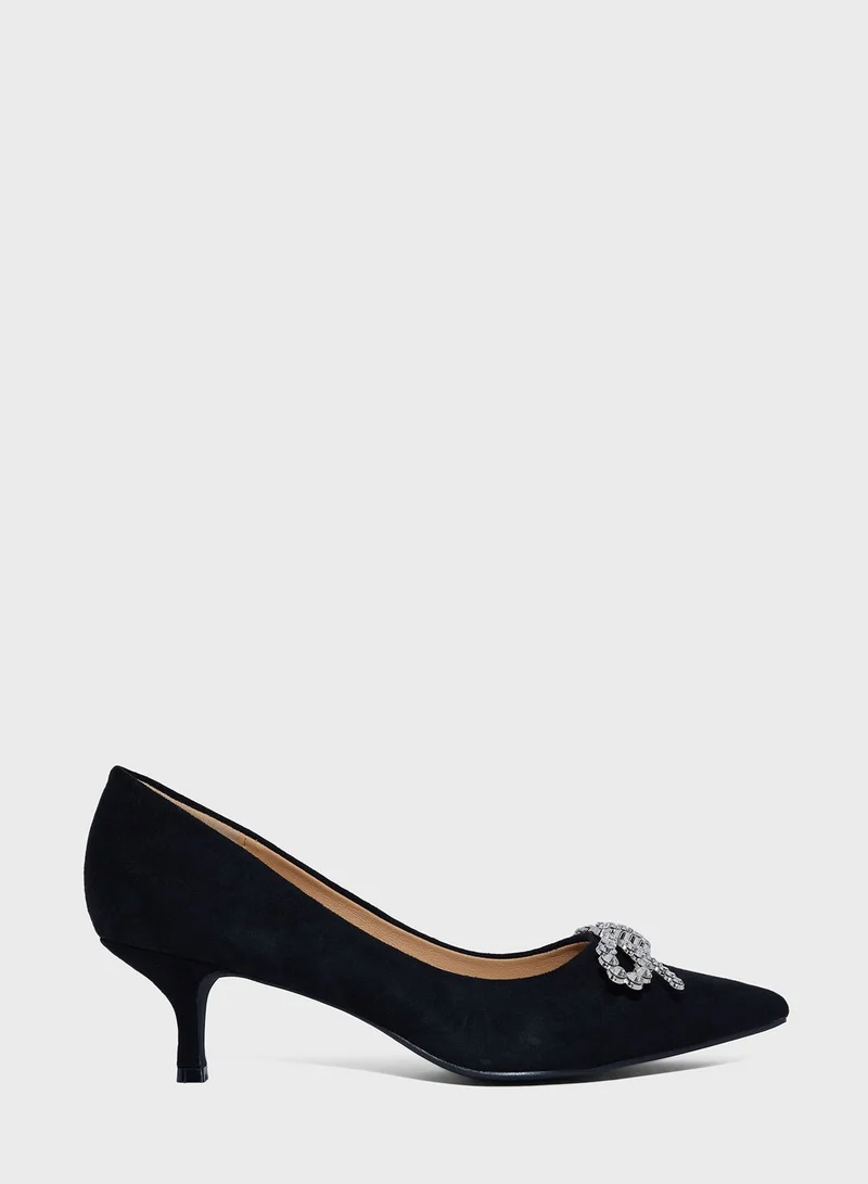 ترافل من نمشي Low Heel Pump With Diamante Bow