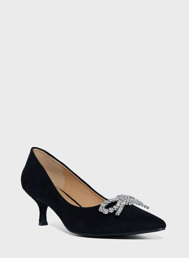 ترافل من نمشي Low Heel Pump With Diamante Bow