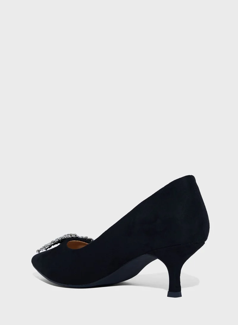 ترافل من نمشي Low Heel Pump With Diamante Bow