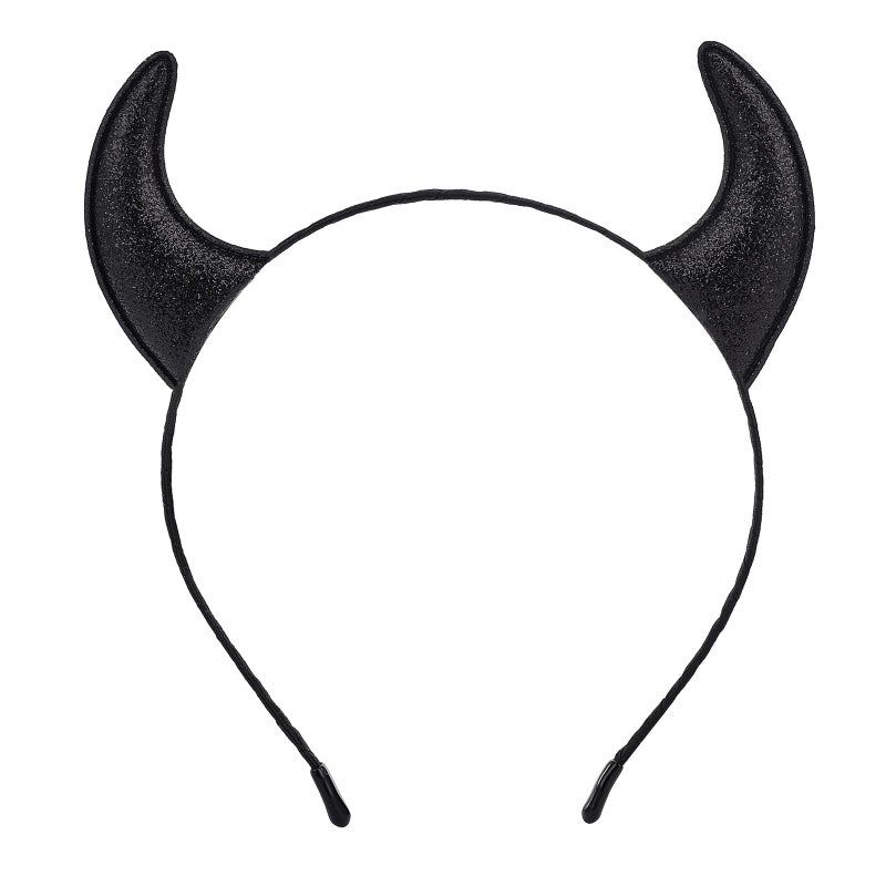 Parma77 Glitter Devil Horns Headband Black Devil Horns Devil Costume for Women Men Girls Halloween Fancy Dress Cosplay Hairband Black - Image 2