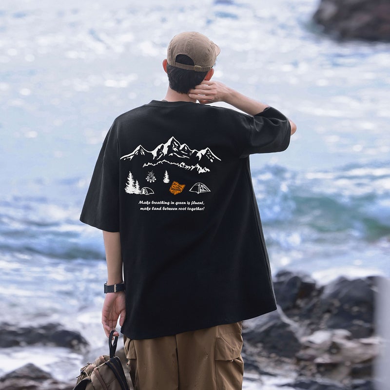 Clean Wear Cotton T-Shirt Short-Sleeved Men'S Summer Heavy Trendy Men'S Loose Combed Cotton Base T-Shirt Top - Image 4