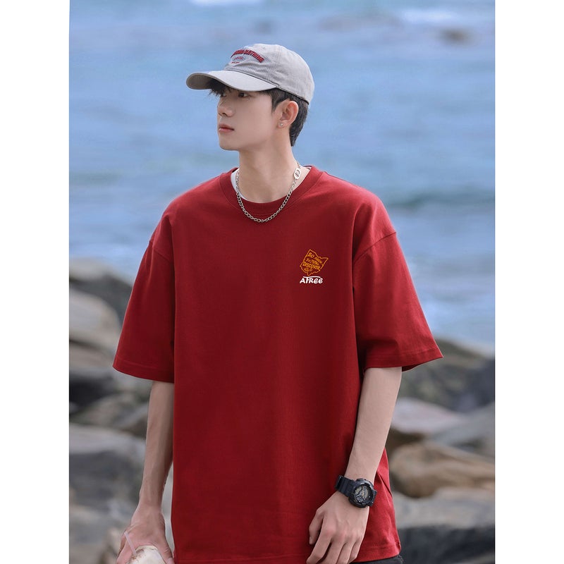 Clean Wear Cotton T-Shirt Short-Sleeved Men'S Summer Heavy Trendy Men'S Loose Combed Cotton Base T-Shirt Top - Image 5