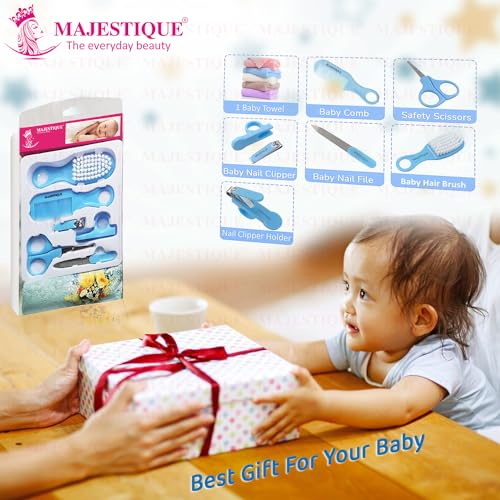 Majestique Baby Grooming Set, Baby Hair Brush, Comb, Nail Clipper, Nail File and Soft Baby Towel, Baby Grooming Kit for New Born Baby, Toddlers Infant Girl Boys Keep Clean (7 in 1) - Image 3