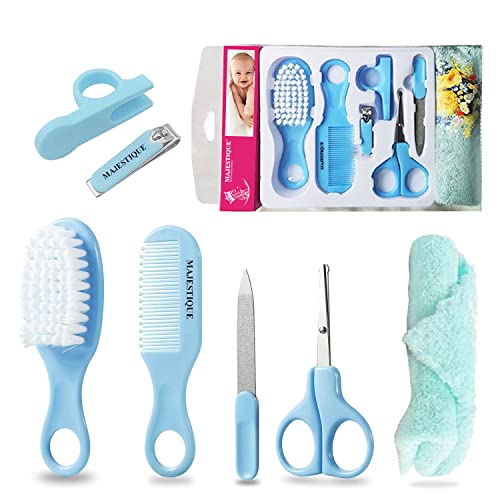 Majestique Baby Grooming Set, Baby Hair Brush, Comb, Nail Clipper, Nail File and Soft Baby Towel, Baby Grooming Kit for New Born Baby, Toddlers Infant Girl Boys Keep Clean (7 in 1) - Image 1
