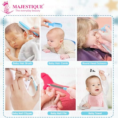 Majestique Baby Grooming Set, Baby Hair Brush, Comb, Nail Clipper, Nail File and Soft Baby Towel, Baby Grooming Kit for New Born Baby, Toddlers Infant Girl Boys Keep Clean (7 in 1) - Image 4