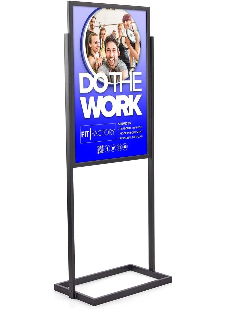 Displays2go DoubleSided Poster Display Stand for 24 x 36 inch Graphics Slidein Design  Black  - Image 1