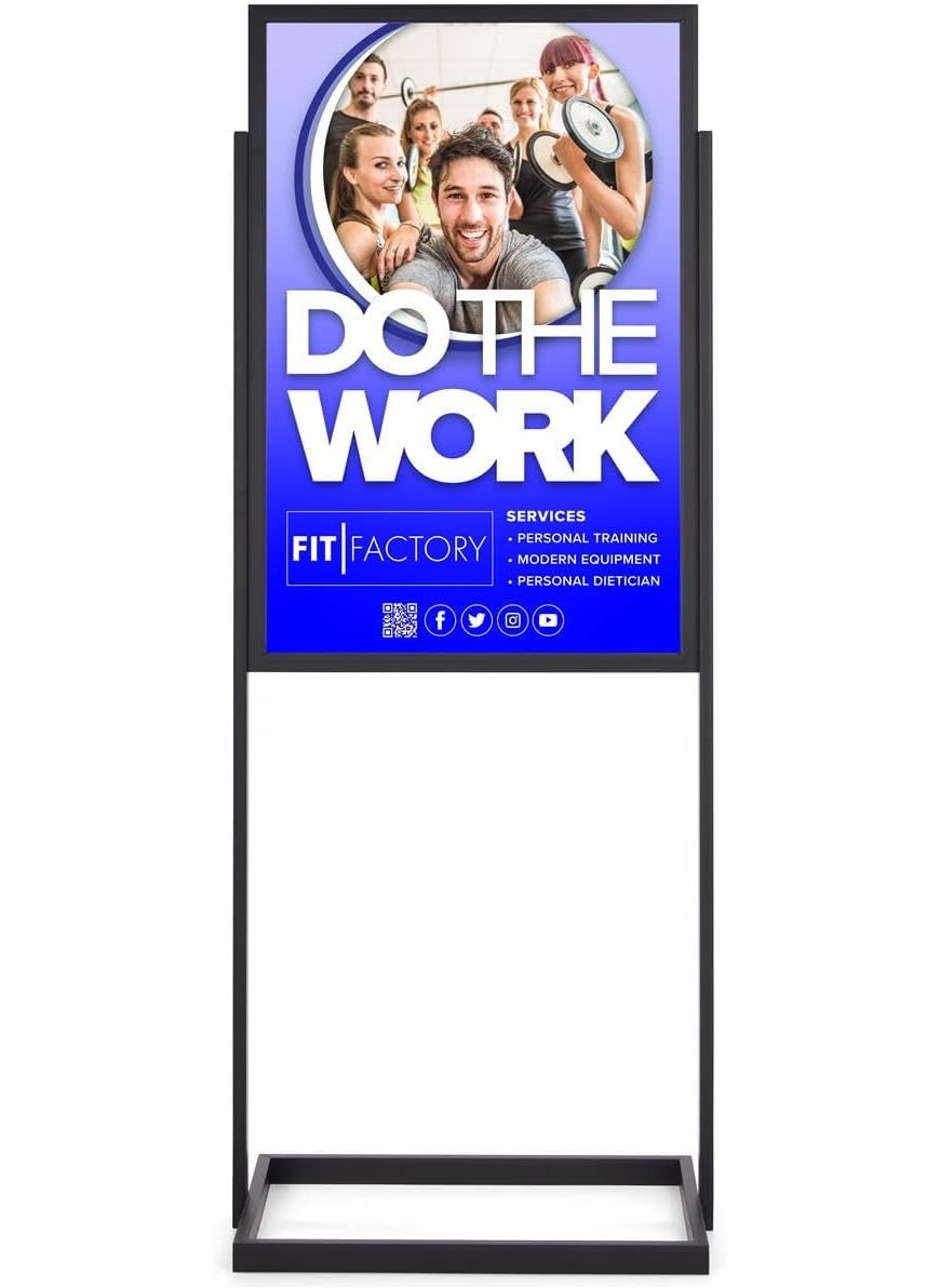 Displays2go DoubleSided Poster Display Stand for 24 x 36 inch Graphics Slidein Design  Black  - Image 2