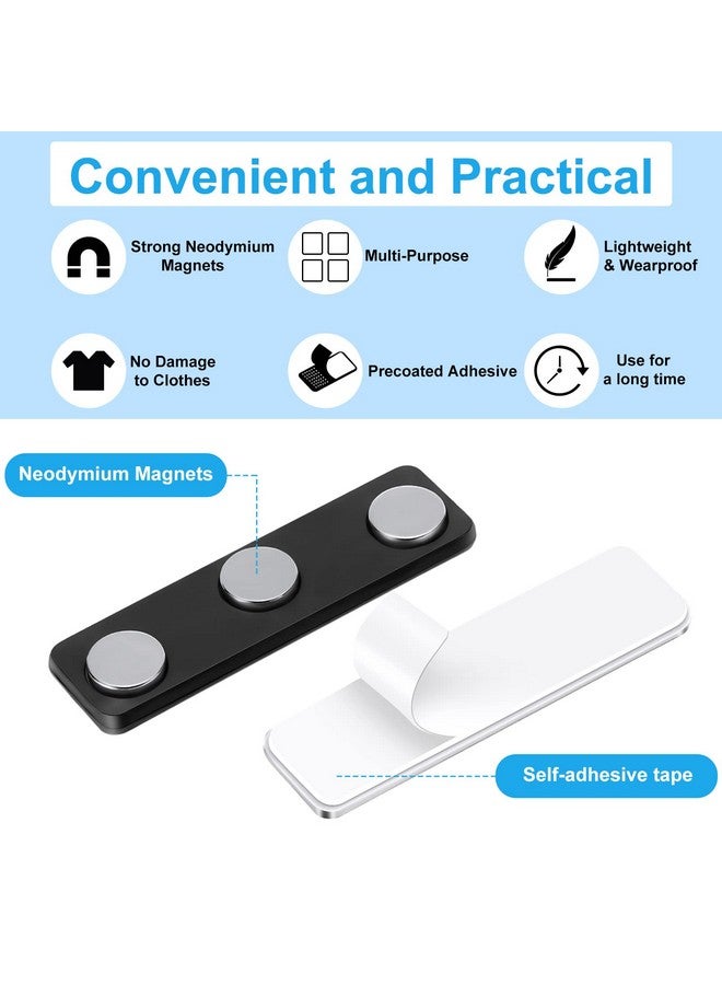 Mtlee 100 Packs Magnets For Name Badge Name Tags With Clips Name Tag Magnets With 3 Neodymium Magnets Adhesive Backing Magnet Id Badge For Uniform Jackets (Black) - Image 3