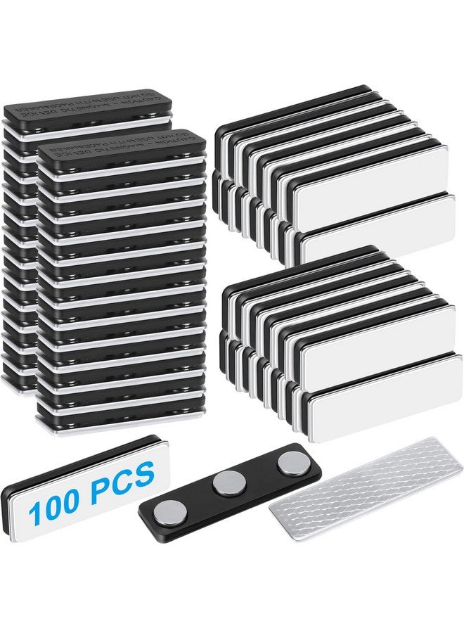 Mtlee 100 Packs Magnets For Name Badge Name Tags With Clips Name Tag Magnets With 3 Neodymium Magnets Adhesive Backing Magnet Id Badge For Uniform Jackets (Black) - Image 1