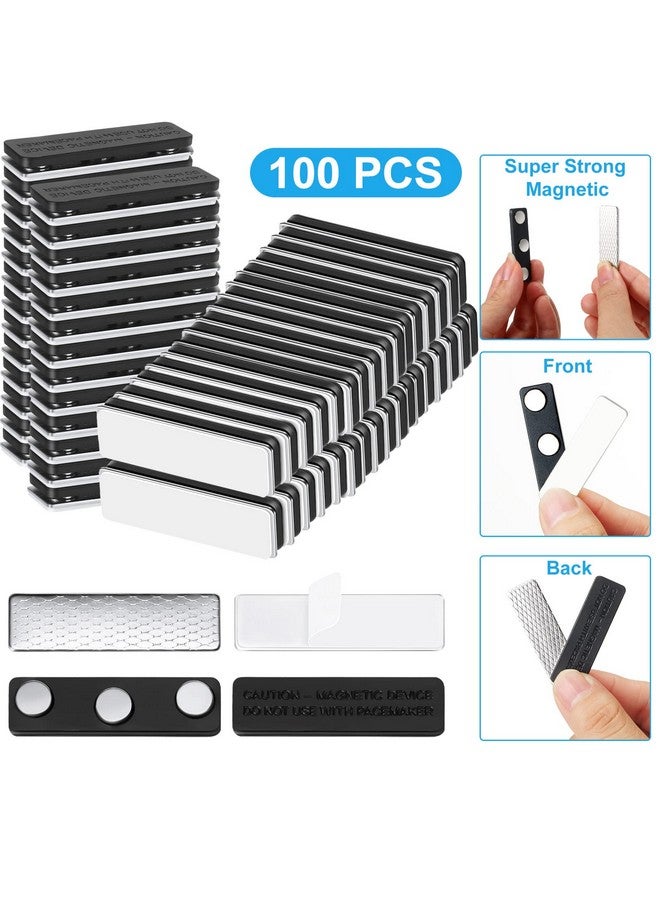 Mtlee 100 Packs Magnets For Name Badge Name Tags With Clips Name Tag Magnets With 3 Neodymium Magnets Adhesive Backing Magnet Id Badge For Uniform Jackets (Black) - Image 5