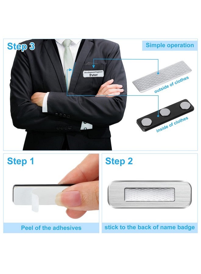 Mtlee 100 Packs Magnets For Name Badge Name Tags With Clips Name Tag Magnets With 3 Neodymium Magnets Adhesive Backing Magnet Id Badge For Uniform Jackets (Black) - Image 4
