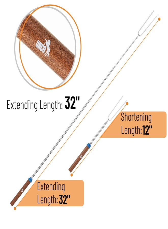 UNCO - Extendable Stainless Steel Roasting Sticks, 5 Pack, 32" - For S'mores, Hot Dogs, Campfires and Fire Pits with Dark Brown Handle, - Image 3