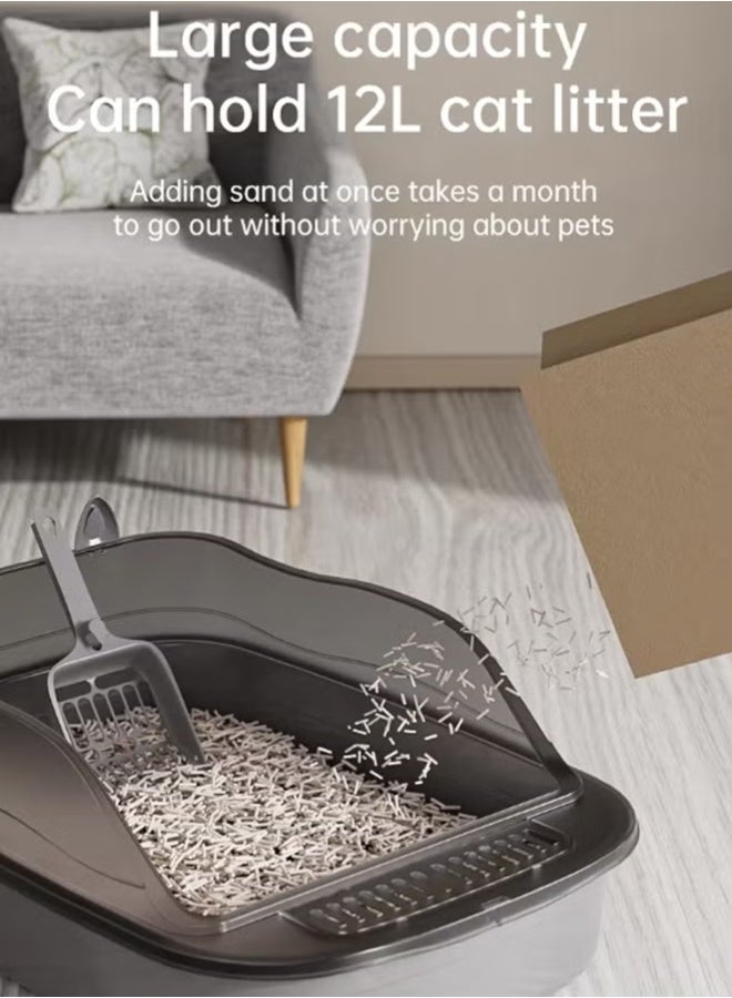 Cat Litter Box,Large Tidy Open Box with Scoop, Easy to Clean and High-Durability Box for Indoor Cats, Cute Premium Looking Litter Box with High Sided Walls and Detachable for Travel Use - Image 3