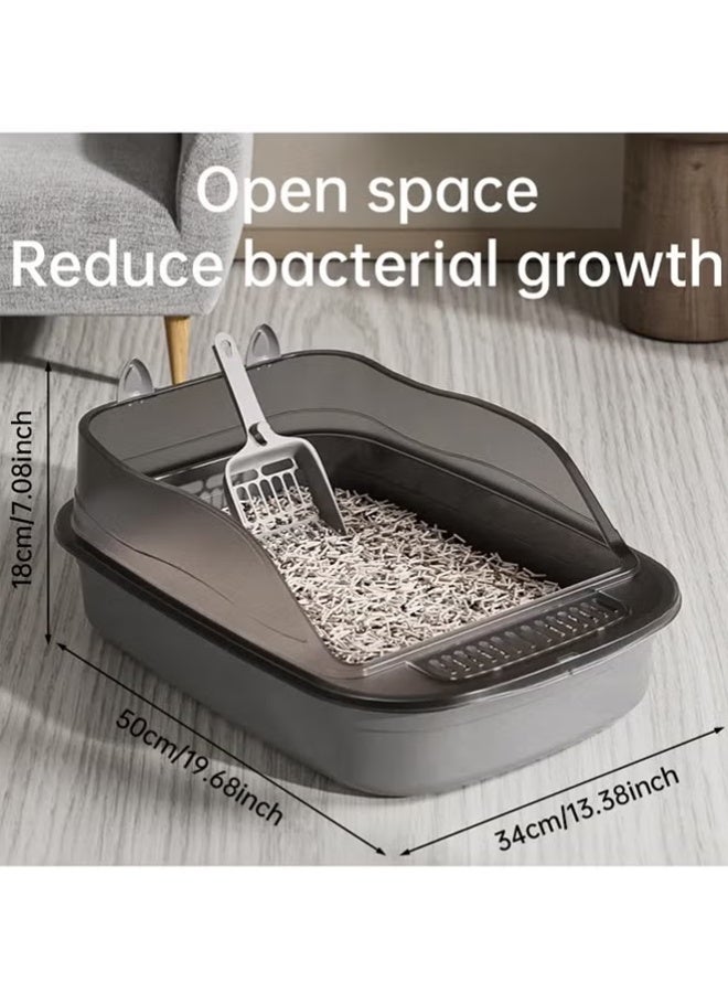 Cat Litter Box,Large Tidy Open Box with Scoop, Easy to Clean and High-Durability Box for Indoor Cats, Cute Premium Looking Litter Box with High Sided Walls and Detachable for Travel Use - Image 2