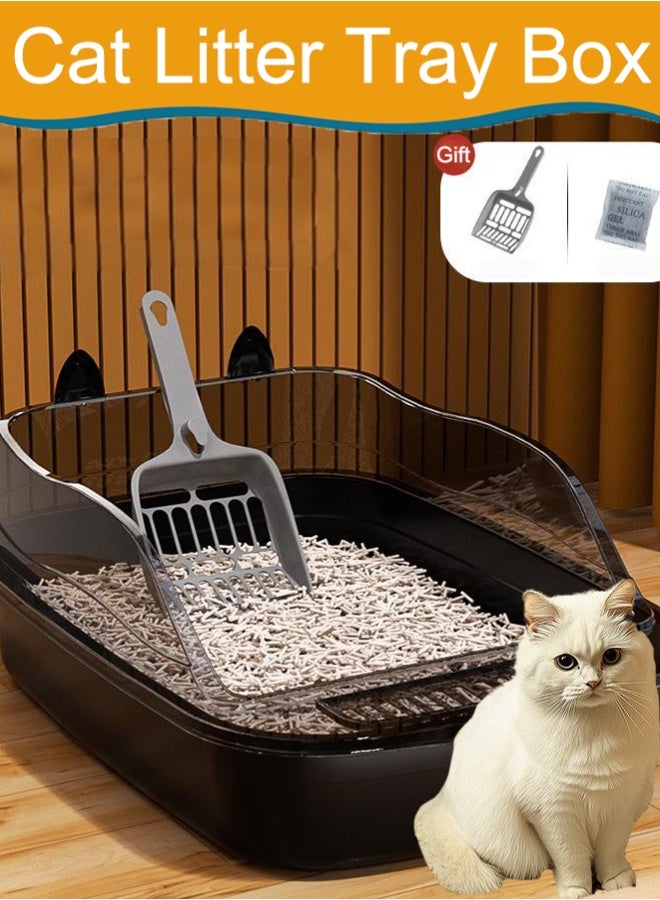 Cat Litter Box,Large Tidy Open Box with Scoop, Easy to Clean and High-Durability Box for Indoor Cats, Cute Premium Looking Litter Box with High Sided Walls and Detachable for Travel Use - Image 1