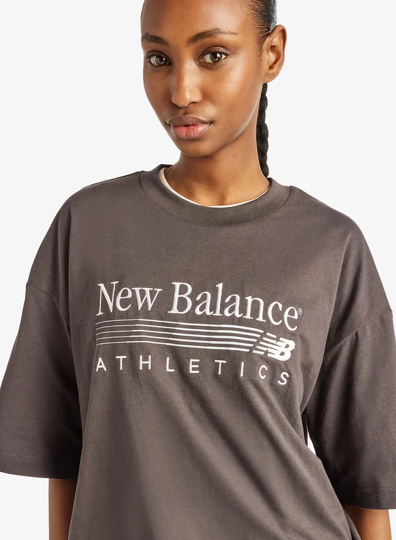 New Balance BLACK CEMENT (BLK) Trackside Oversized T-Shirt for Women | Best Price UAE