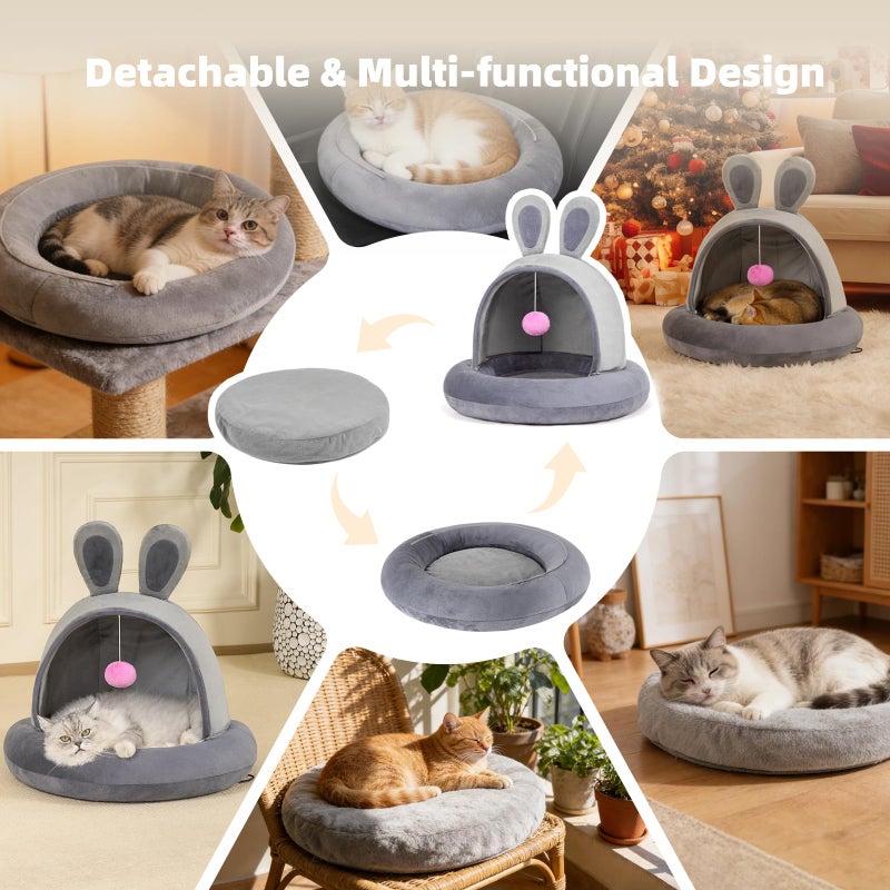 TENECUTE Heated Cat Bed with Electric Cat Heating Pad, 23.6" Large Cat Bed for Cats and Small Dogs, Heated Pet Bed with Timer & Temp Adjustable, Removable Machine Washable, Gifts for Easter - Image 3