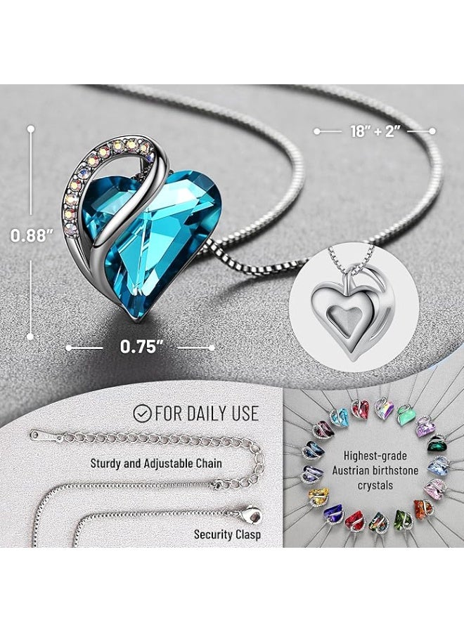 Infinity Love Heart Birthstone Necklace for Women – Silver-Tone Pendant with Austrian Crystal, Healing Stone, Allergy-Free Jewelry with Gift Box, 18″ + 2″ Extender Chain - Image 3