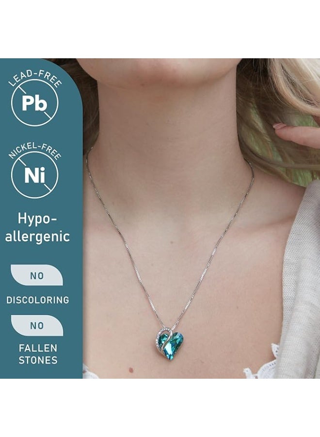 Infinity Love Heart Birthstone Necklace for Women – Silver-Tone Pendant with Austrian Crystal, Healing Stone, Allergy-Free Jewelry with Gift Box, 18″ + 2″ Extender Chain - Image 4