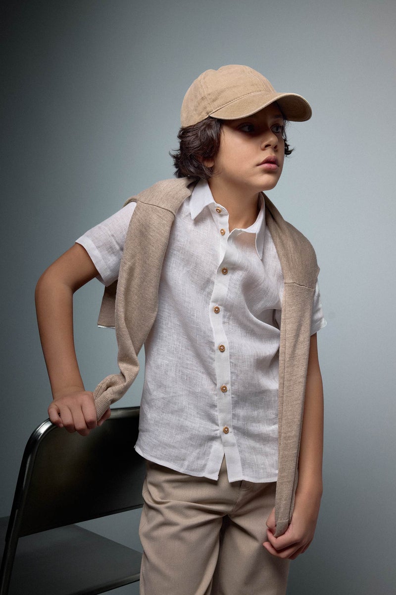 DeFacto White Boy Regular Fit Short Sleeve Shirt Casual - Image 1