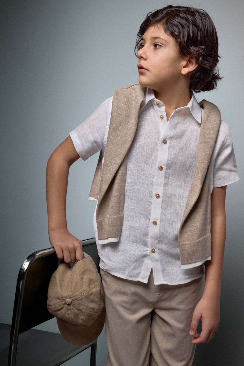 DeFacto White Boy Regular Fit Short Sleeve Shirt Casual - Image 3