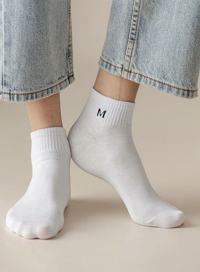 5 أزواج من الجوارب المنخفضة القطع للنساء والرجال، جوارب قطنية قصيرة رياضية رقيقة وخفيفة الوزن كلاسيكية غير رسمية أسود وأبيض ورمادي - Image 2