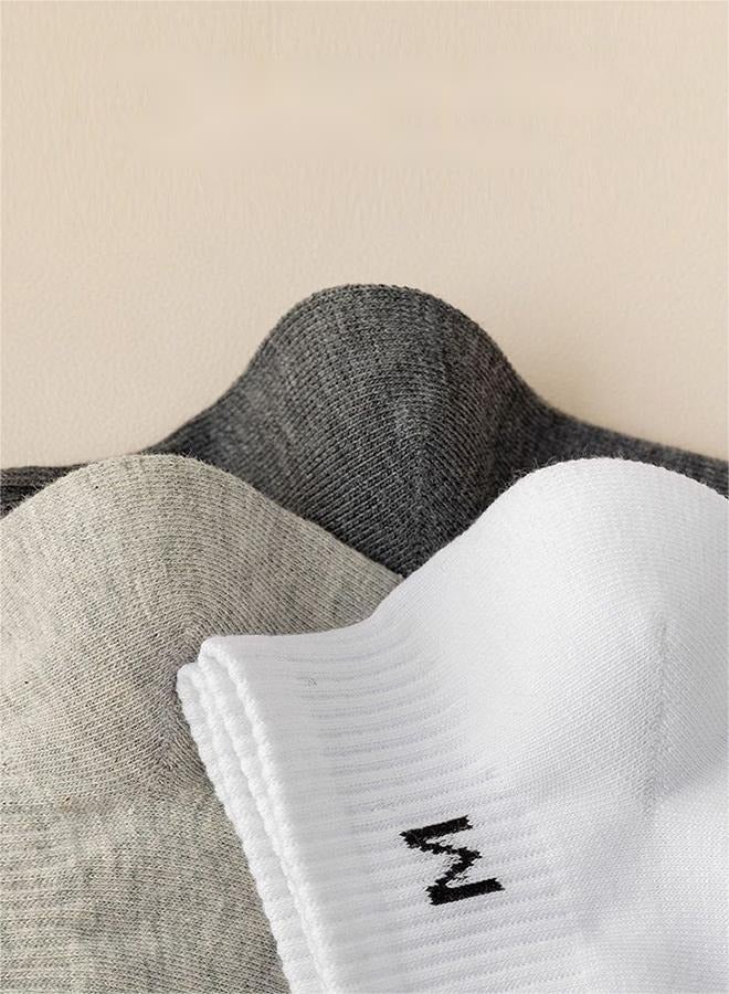 5 أزواج من الجوارب المنخفضة القطع للنساء والرجال، جوارب قطنية قصيرة رياضية رقيقة وخفيفة الوزن كلاسيكية غير رسمية أسود وأبيض ورمادي - Image 5