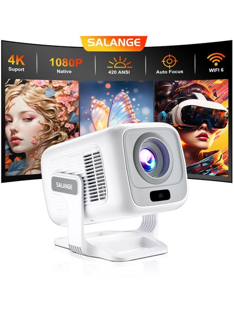 جهاز عرض عالي الدقة، يدعم 1080 بكسل أصليًا بدقة 4K وWIFI6 وBT5.4 وAndroid 11 وجهاز عرض مع التركيز التلقائي وتقنية Keystone وجهاز عرض مسرح منزلي