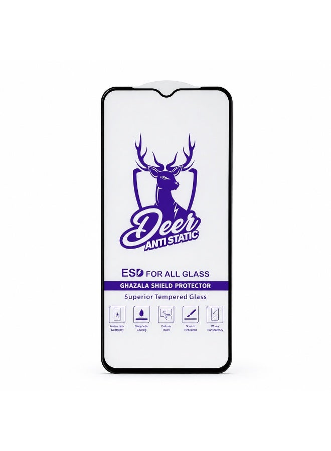 DEER Advanced Anti-Static ESD Full Coverage Tempered Glass Screen Protector for Samsung Galaxy A03s - Clear with Black Border - Image 2