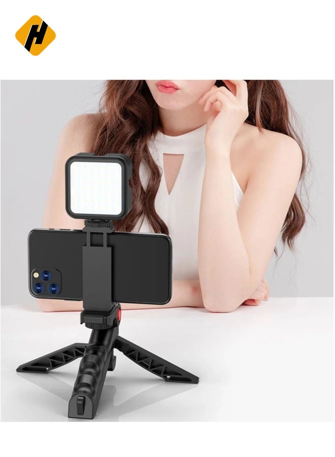 HuHa Smartphone Vlogging Kit w/ Tripod Fill Light Microphone Phone Clip for iPhone & Remote - Image 2