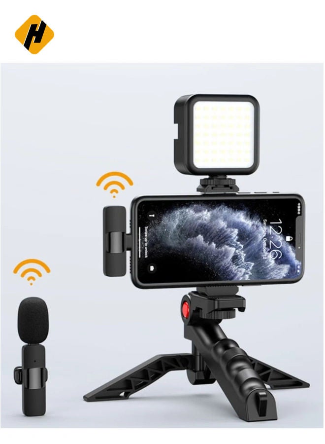 HuHa Smartphone Vlogging Kit w/ Tripod Fill Light Microphone Phone Clip for iPhone & Remote - Image 4