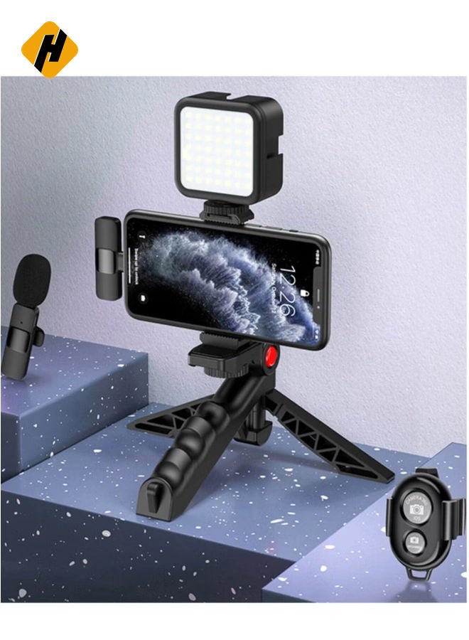 HuHa Smartphone Vlogging Kit w/ Tripod Fill Light Microphone Phone Clip for iPhone & Remote - Image 5