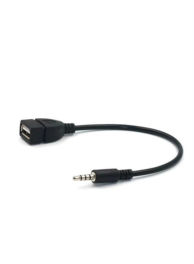 USB Female to AUX 3.5mm Male Jack Plug Audio Data Charge Cable - Image 1