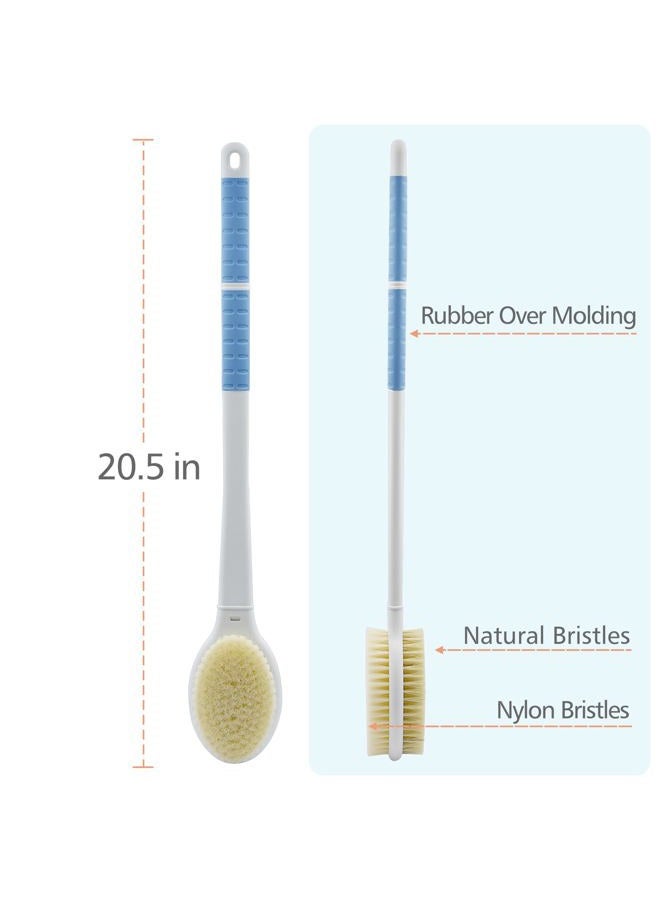 HONOMA Shower Brush with Soft and Stiff Bristles,20.5" Extra Long Handle Dual-Sided Back Scrubber Bath Brush Body Exfoliator for Wet or Dry Brushing (Extra Long Handle) - Image 3