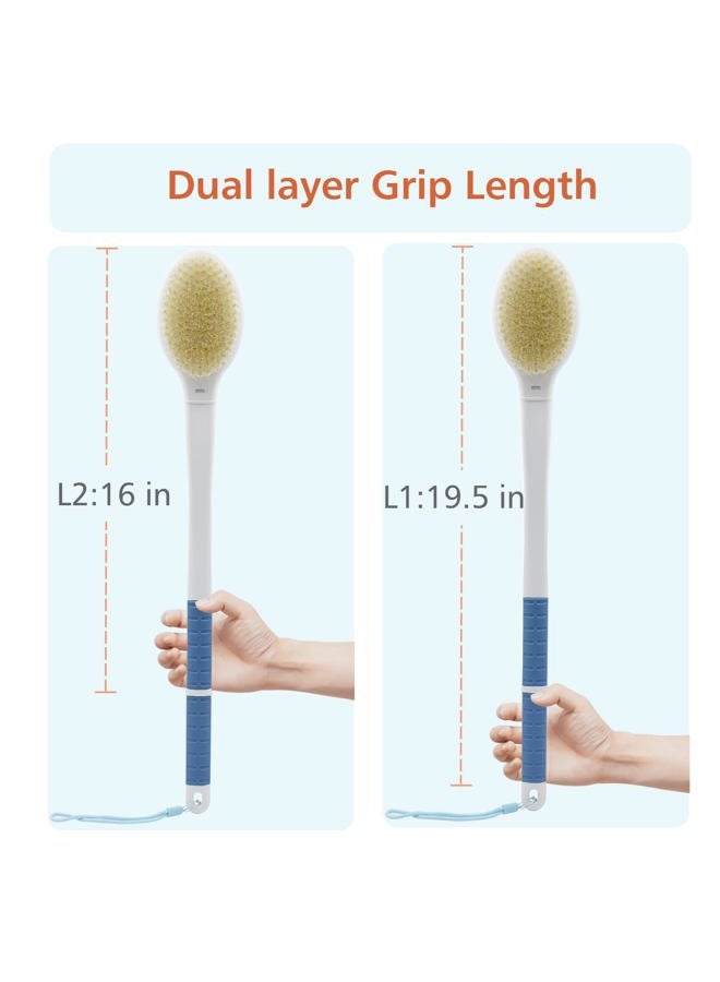 HONOMA Shower Brush with Soft and Stiff Bristles,20.5" Extra Long Handle Dual-Sided Back Scrubber Bath Brush Body Exfoliator for Wet or Dry Brushing (Extra Long Handle) - Image 5