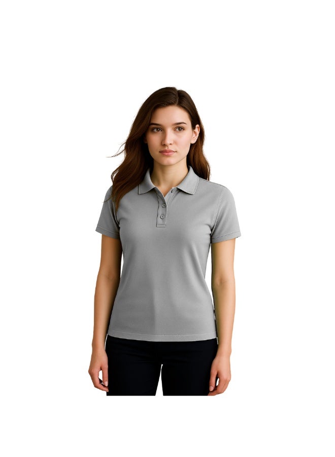 برينت شوب فور مي تي شيرت بولو جولف نسائي بقصّة عادية وأكمام قصيرة من القطن الخالص، 220 جرام لكل متر مربع، ألوان أساسية - Image 2