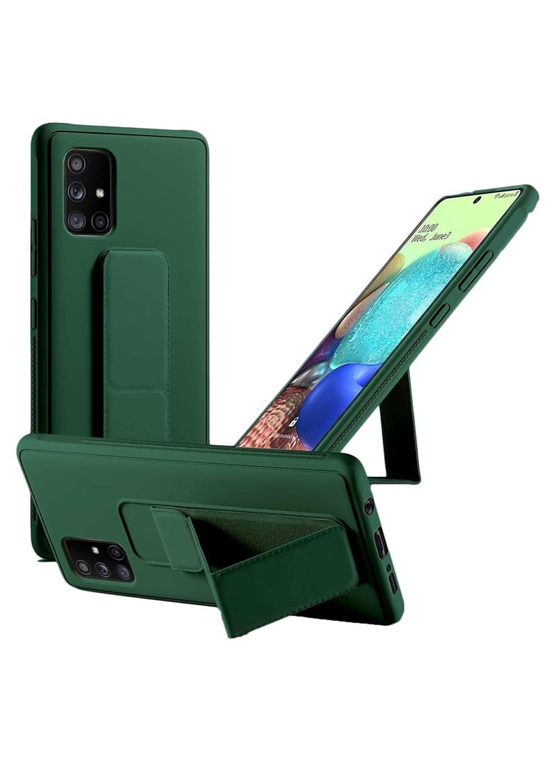 ELTRAZONE Galaxy A71 4G Magnetic Stand & Holder Hand Strap Grip Kickstand Case – Green Protective Cover with Finger Strap for Samsung A71, Built-In Stand for Easy Viewing & Secure Grip - Image 1