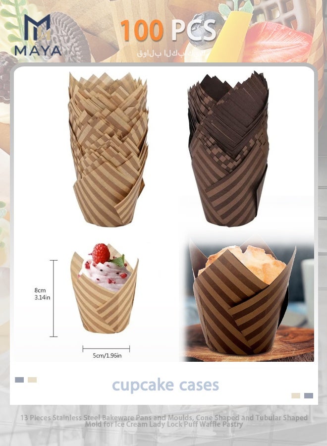 مايا ١٠٠ قطعة من بطانات أكواب الكيك، ورق مقاوم للدهون، بطانات الكب كيك والمافن - Image 1