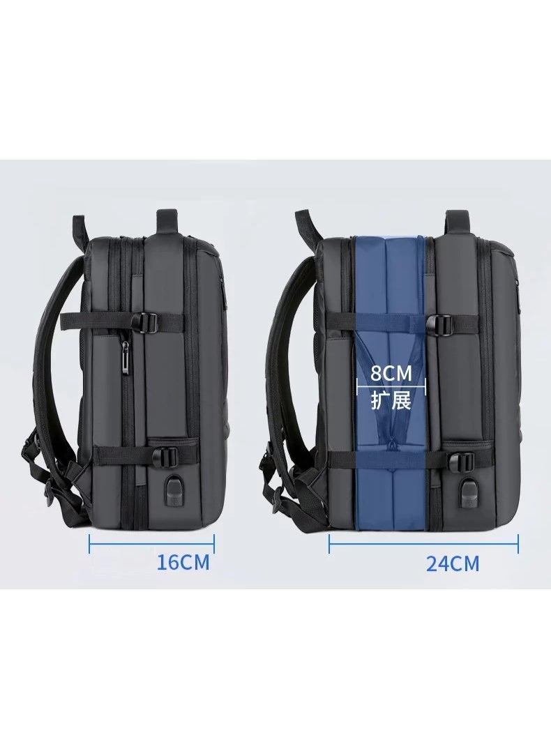 حقيبة ظهر رجالية مقاومة للماء ومتعددة الوظائف مع شحن USB وحقيبة كمبيوتر محمول مقاس 17 بوصة - Image 1