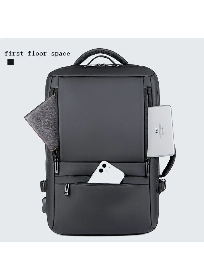 حقيبة ظهر رجالية مقاومة للماء ومتعددة الوظائف مع شحن USB وحقيبة كمبيوتر محمول مقاس 17 بوصة - Image 4