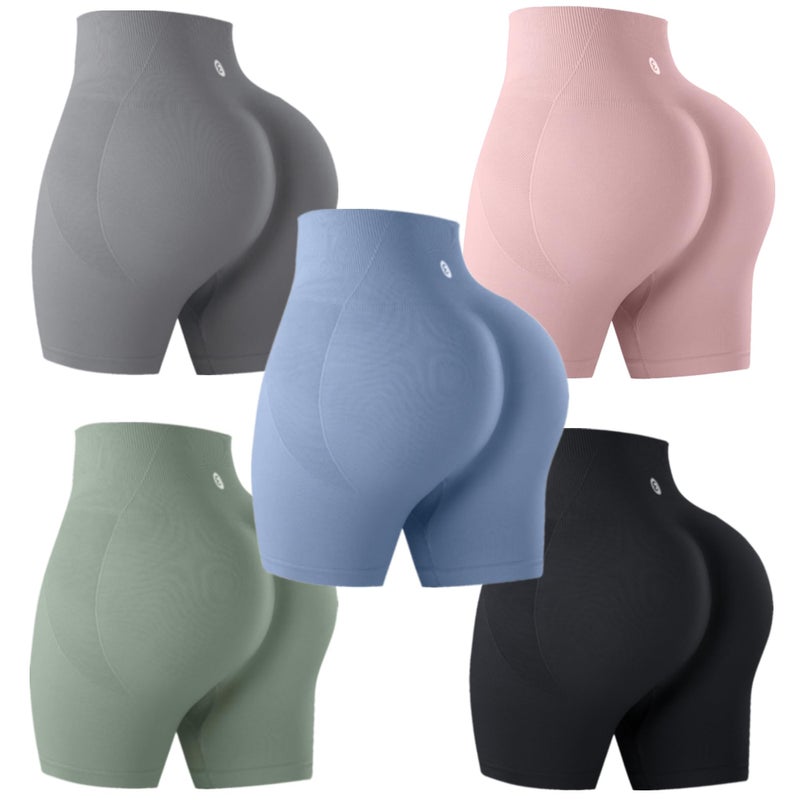 Evercute Women's Butt Lifting Shorts Pack Workout Sets Booty Shorts High Waist Gym Shorts Seamless Exercise Fitness Yoga - Image 1