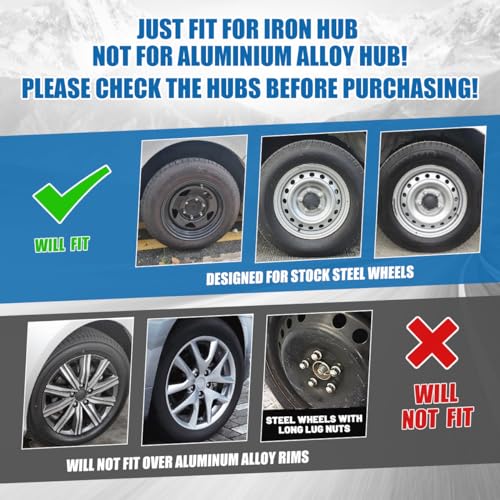 I1MOTOR 14 Inch Hubcaps Set of 4 Wheel Rim Cover Universal R14 Hub Caps, Snap On Car Pickup Truck SUV, Wheel Covers, ABS Material, Silver & Black Lacquer - Image 5