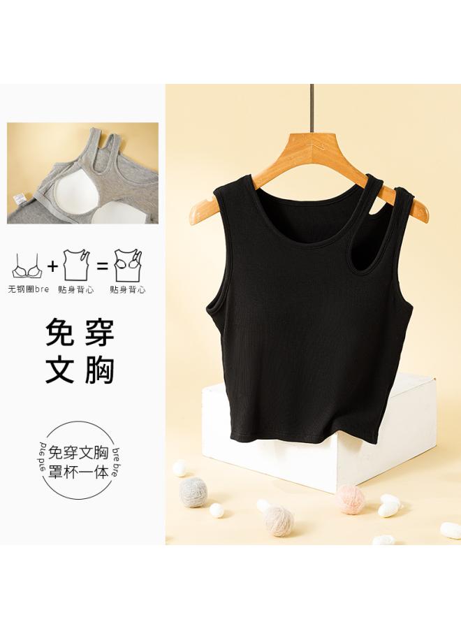 VUELO New Camisole Women's Inner Wear With Chest Pad Outer Wear Bra One-piece Underwear Short Unique Chic Bottoming Top - Image 1