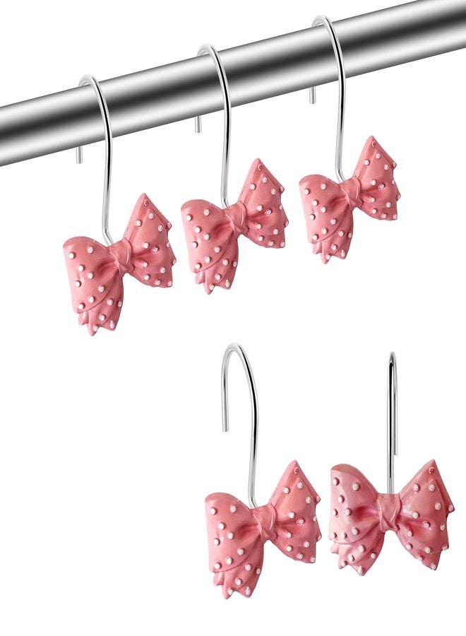 Enegg Shower Curtain Hooks Decorative Bow Tie Knot Shower Curtain Rings for Bathroom Nursery & Baby Kids Room Rustproof - Image 1