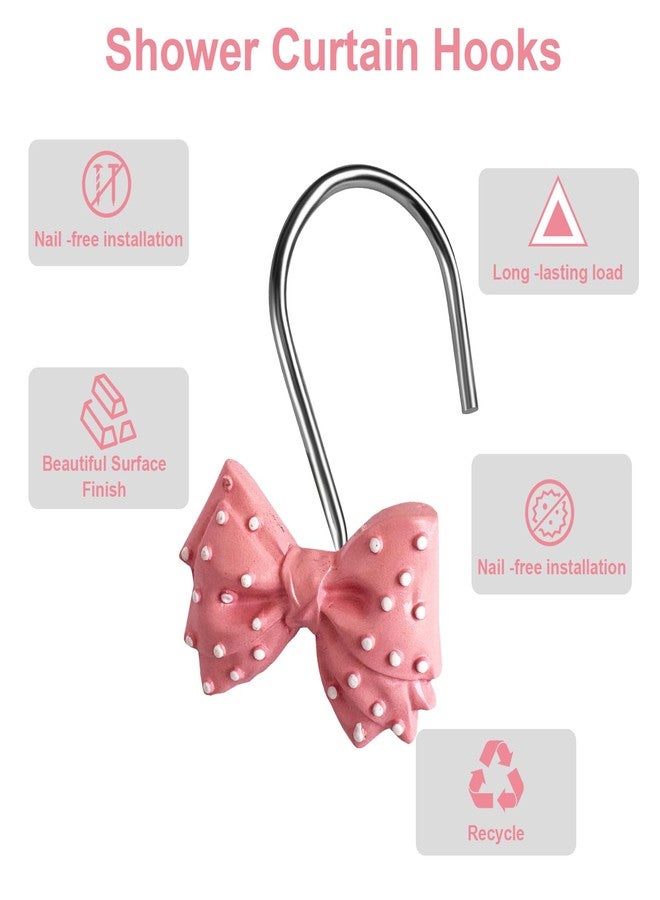 Enegg Shower Curtain Hooks Decorative Bow Tie Knot Shower Curtain Rings for Bathroom Nursery & Baby Kids Room Rustproof - Image 3