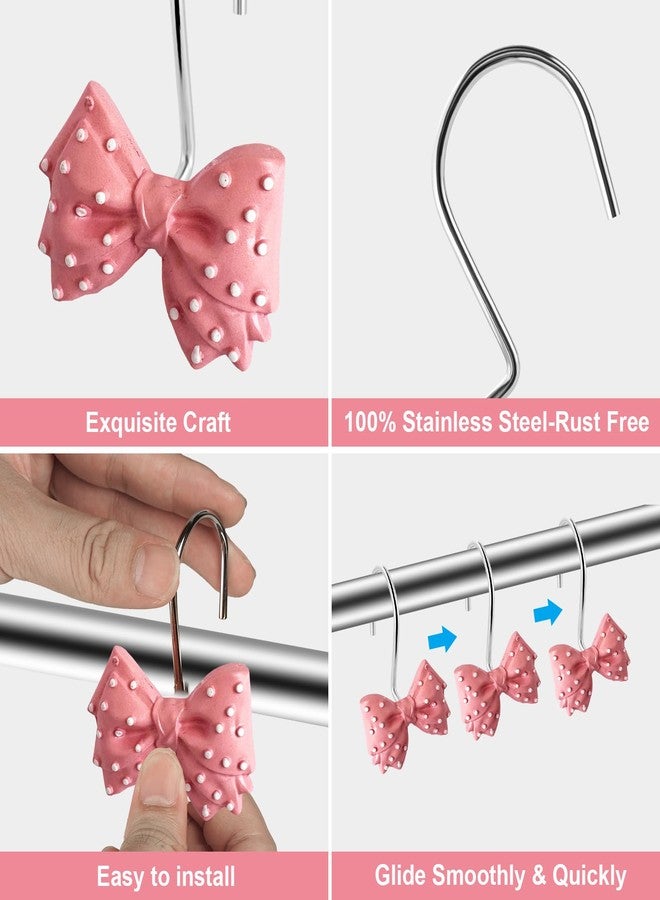 Enegg Shower Curtain Hooks Decorative Bow Tie Knot Shower Curtain Rings for Bathroom Nursery & Baby Kids Room Rustproof - Image 4