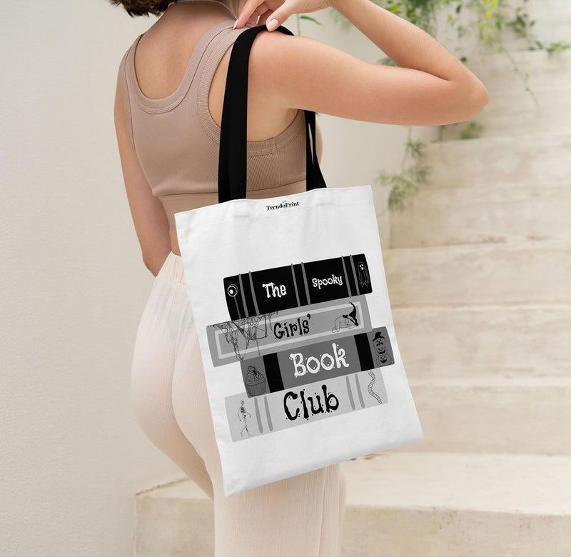 TrendoPrint Canvas White Tote Bags for Women with Zip 15Kgs Capacity, College Bag for Girls, 100% Organic Cotton Tote Bag for Shopping, Travel &Beach - Image 2