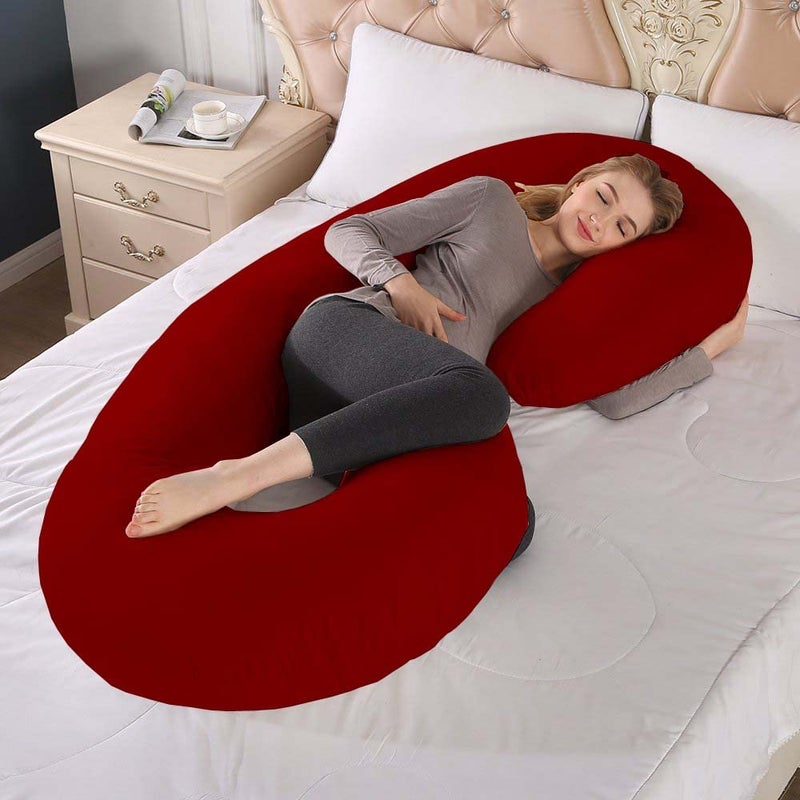 Texlux Pregnancy Pillows for Sleeping C Shaped Maternity Pillow Cuddle Pillow 54 inch Full Body Pillow Long C Pillows for Sleeping Maternity Body Pillows for Adults with Cover - Image 3