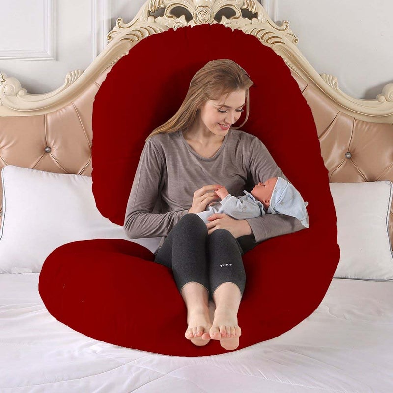 Texlux Pregnancy Pillows for Sleeping C Shaped Maternity Pillow Cuddle Pillow 54 inch Full Body Pillow Long C Pillows for Sleeping Maternity Body Pillows for Adults with Cover - Image 4